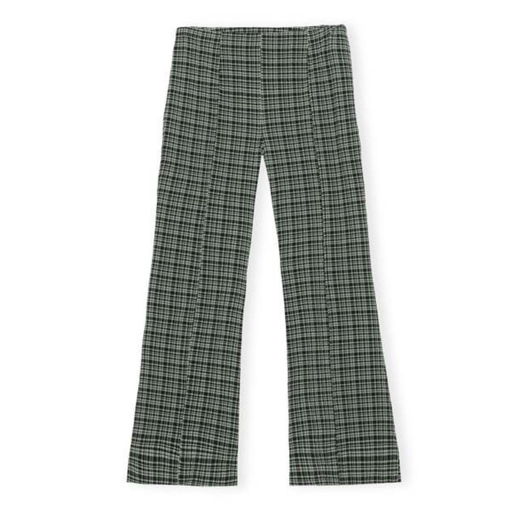 Ganni stretch seersucker tailored pants Size 40 (US 8/10) green and black